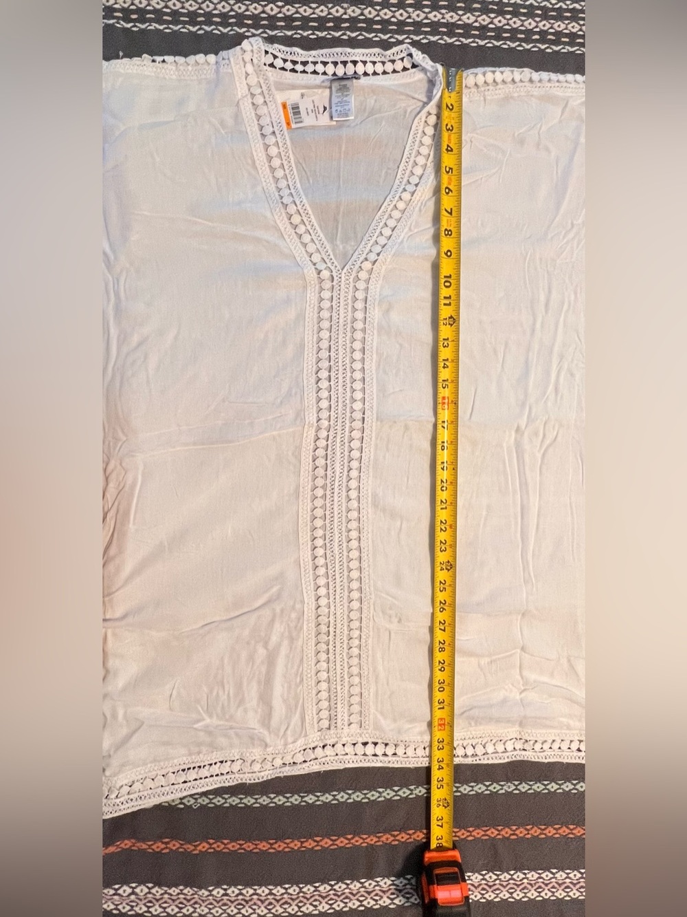 Tommy Bahama White Lace-Trim Tunic Swim Beach Coverup - Picture 6 of 10